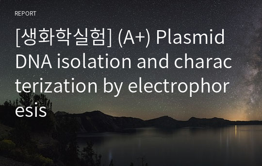 [생화학실험] (A+) Plasmid DNA isolation and characterization by electrophoresis