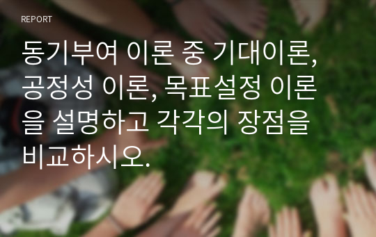 동기부여 이론 중 기대이론, 공정성 이론, 목표설정 이론을 설명하고 각각의 장점을 비교하시오.