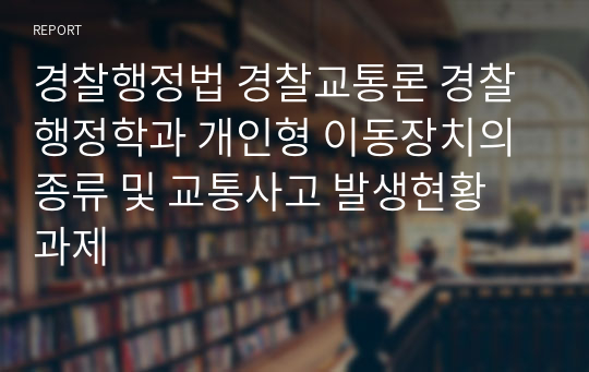 경찰행정법 경찰교통론 경찰행정학과 개인형 이동장치의 종류 및 교통사고 발생현황 과제