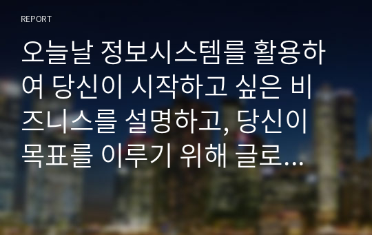 오늘날 정보시스템를 활용하여 당신이 시작하고 싶은 비즈니스를 설명하고, 당신이 목표를 이루기 위해 글로벌 아웃소싱을 어떻게 사용할지 설명하라.