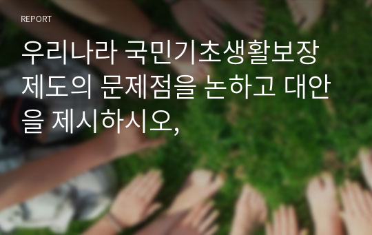 우리나라 국민기초생활보장제도의 문제점을 논하고 대안을 제시하시오,