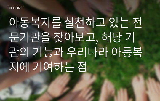 아동복지를 실천하고 있는 전문기관을 찾아보고, 해당 기관의 기능과 우리나라 아동복지에 기여하는 점