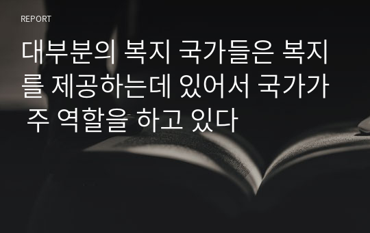 대부분의 복지 국가들은 복지를 제공하는데 있어서 국가가 주 역할을 하고 있다