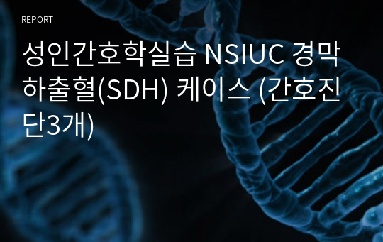 성인간호학실습 NSIUC 경막하출혈(SDH) 케이스 (간호진단3개)