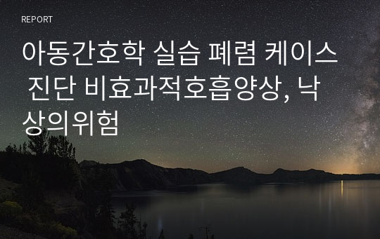 아동간호학 실습 폐렴 케이스 진단 비효과적호흡양상, 낙상의위험