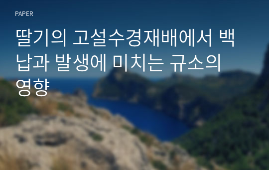 딸기의 고설수경재배에서 백납과 발생에 미치는 규소의 영향