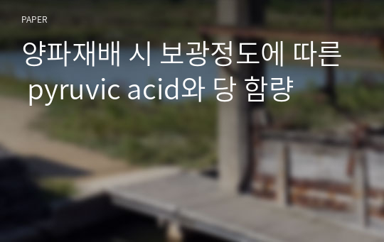 양파재배 시 보광정도에 따른 pyruvic acid와 당 함량