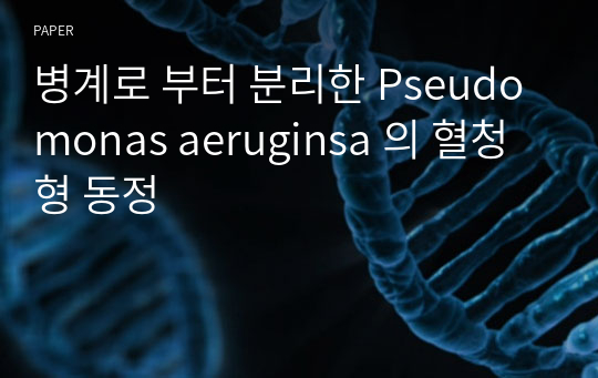 병계로 부터 분리한 Pseudomonas aeruginsa 의 혈청형 동정