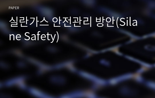 실란가스 안전관리 방안(Silane Safety)