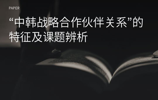 “中韩战略合作伙伴关系”的特征及课题辨析