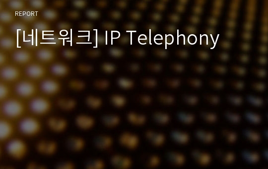 [네트워크] IP Telephony