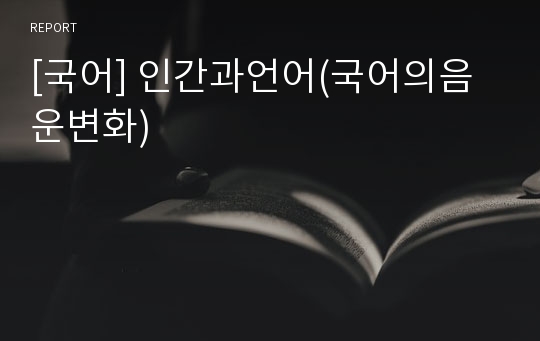 [국어] 인간과언어(국어의음운변화)