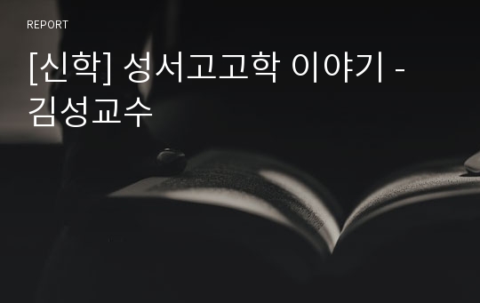 [신학] 성서고고학 이야기 - 김성교수