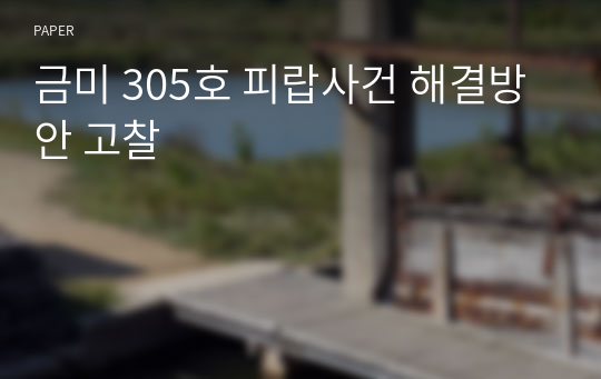 금미 305호 피랍사건 해결방안 고찰