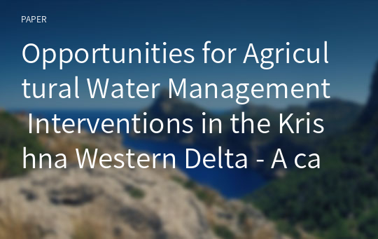 Opportunities for Agricultural Water Management Interventions in the Krishna Western Delta - A case from Andhra Pradesh, India