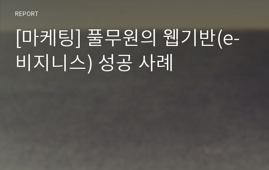 [마케팅] 풀무원의 웹기반(e-비지니스) 성공 사례