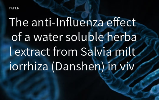 The anti-Influenza effect of a water soluble herbal extract from Salvia miltiorrhiza (Danshen) in vivo