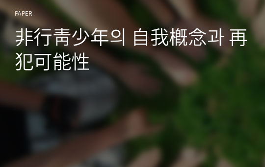 非行靑少年의 自我槪念과 再犯可能性