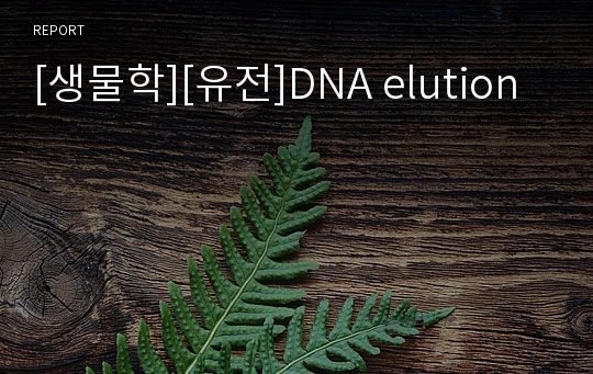 [생물학][유전]DNA elution