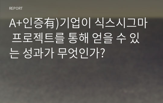 A+인증有)기업이 식스시그마 프로젝트를 통해 얻을 수 있는 성과가 무엇인가?