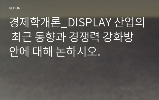 경제학개론_DISPLAY 산업의 최근 동향과 경쟁력 강화방안에 대해 논하시오.