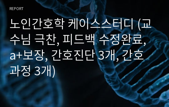 노인간호학 케이스스터디 (교수님 극찬, 피드백 수정완료, a+보장, 간호진단 3개, 간호과정 3개)