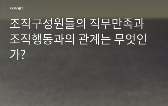 조직구성원들의 직무만족과 조직행동과의 관계는 무엇인가?