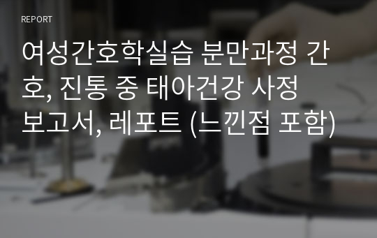 여성간호학실습 분만과정 간호, 진통 중 태아건강 사정  보고서, 레포트 (느낀점 포함)