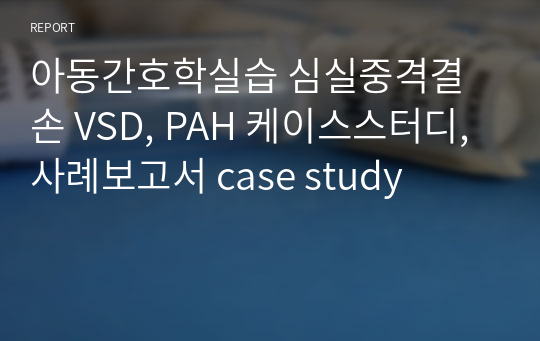 아동간호학실습 심실중격결손 VSD, PAH 케이스스터디, 사례보고서 case study