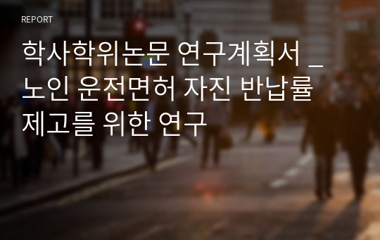 학사학위논문 연구계획서 _ 노인 운전면허 자진 반납률 제고를 위한 연구