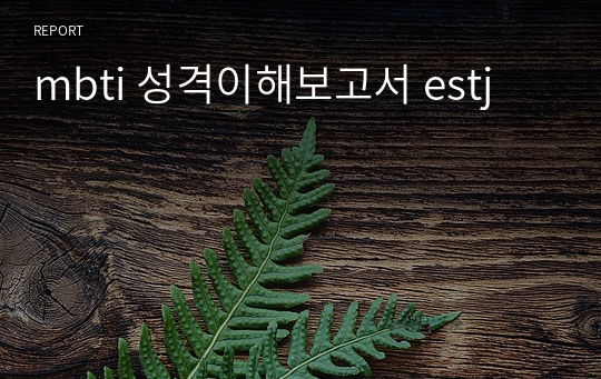 mbti 성격이해보고서 estj