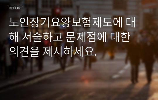 노인장기요양보험제도에 대해 서술하고 문제점에 대한 의견을 제시하세요.