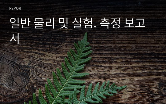 일반 물리 및 실험. 측정 보고서