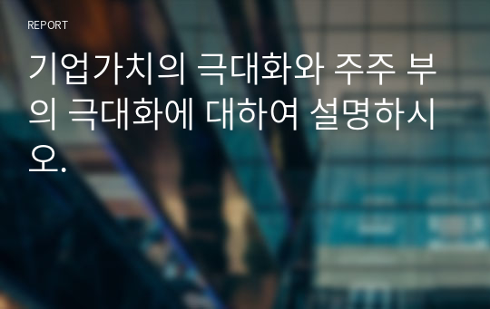 기업가치의 극대화와 주주 부의 극대화에 대하여 설명하시오.