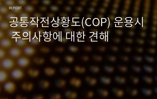 공통작전상황도(COP) 운용시 주의사항에 대한 견해