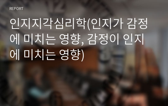 인지지각심리학(인지가 감정에 미치는 영향, 감정이 인지에 미치는 영향)