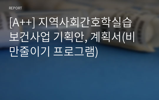 [A++] 지역사회간호학실습 보건사업 기획안, 계획서(비만줄이기 프로그램)