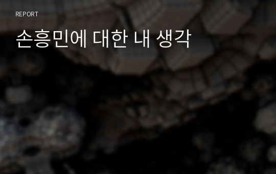 손흥민에 대한 내 생각