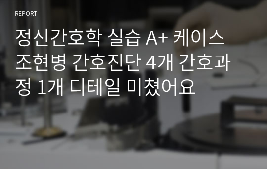 정신간호학 실습 A+ 케이스 조현병 간호진단 4개 간호과정 1개 디테일 미쳤어요