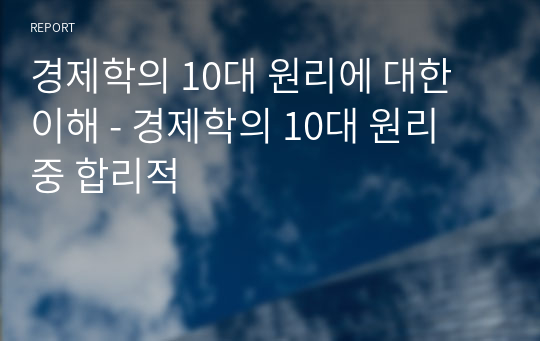 경제학의 10대 원리에 대한 이해 - 경제학의 10대 원리 중 합리적