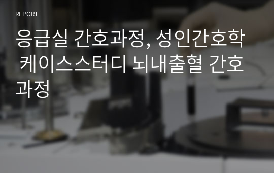 응급실 간호과정, 성인간호학 케이스스터디 뇌내출혈 간호과정