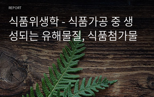 식품위생학 - 식품가공 중 생성되는 유해물질, 식품첨가물