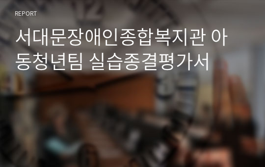 서대문장애인종합복지관 아동청년팀 실습종결평가서