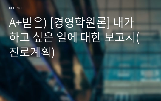 A+받은) [경영학원론] 내가 하고 싶은 일에 대한 보고서(진로계획)