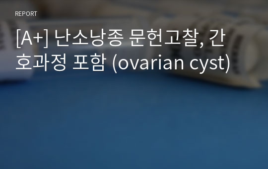 [A+] 난소낭종 문헌고찰, 간호과정 포함 (ovarian cyst)