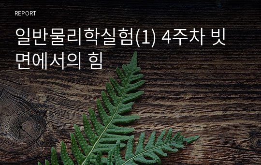 일반물리학실험(1) 4주차 빗면에서의 힘