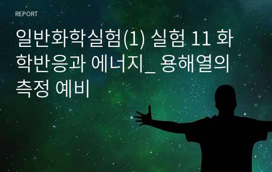 일반화학실험(1) 실험 11 화학반응과 에너지_ 용해열의 측정 예비