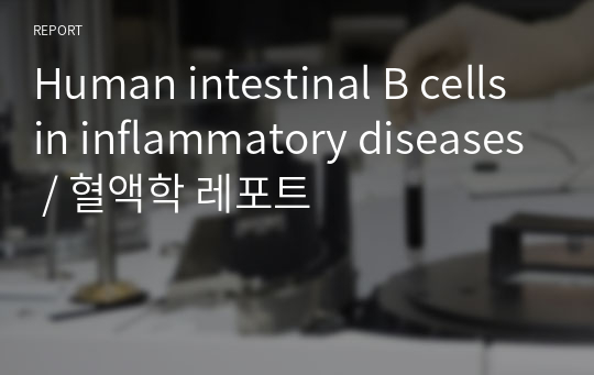 Human intestinal B cells in inflammatory diseases / 혈액학 레포트