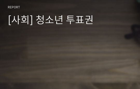 [사회] 청소년 투표권