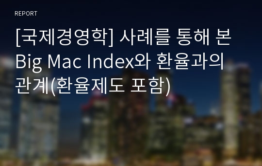 [국제경영학] 사례를 통해 본 Big Mac Index와 환율과의 관계(환율제도 포함)